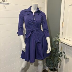 Diane Von Furstenberg Purple Button-Up Shirt Dress